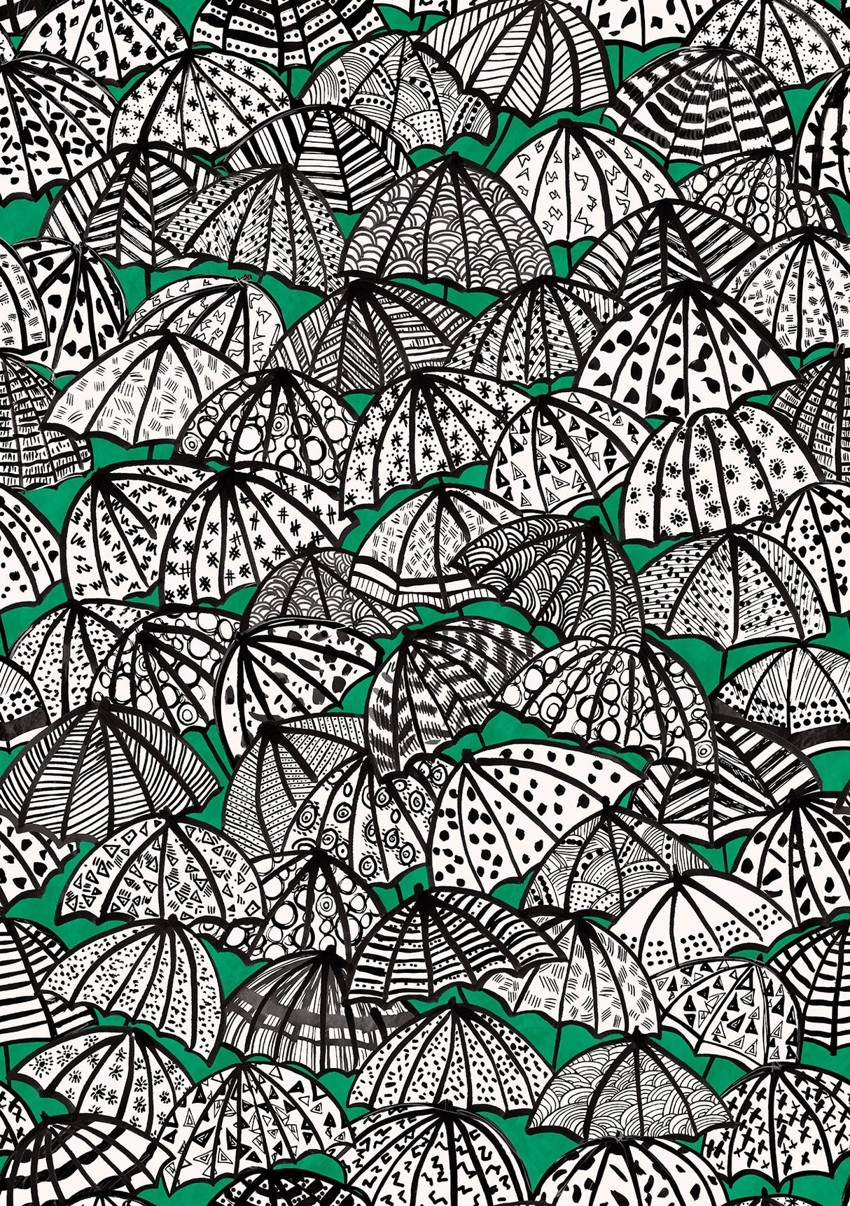 Ohpopsi CEP50114W Dara Green Jolly Brollies Wallpaper