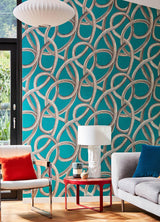 Ohpopsi CEP50124W Calix Turquoise Twisted Geo Wallpaper