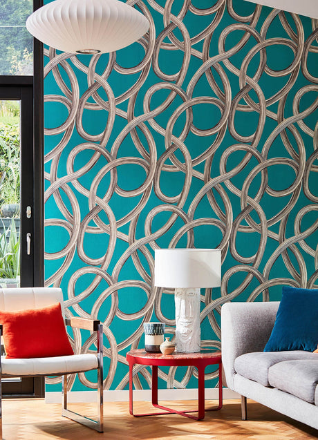 Ohpopsi CEP50124W Calix Turquoise Twisted Geo Wallpaper