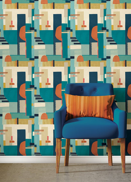 Ohpopsi CEP50131W Rhodes Teal Blocs Wallpaper