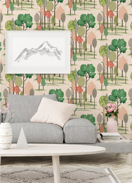 Ohpopsi CEP50136W Cypress Pink Tall Trees Wallpaper