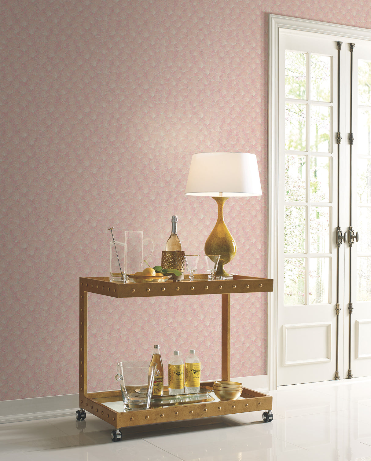 York CI2334 Luminous Gingko Coral Wallpaper