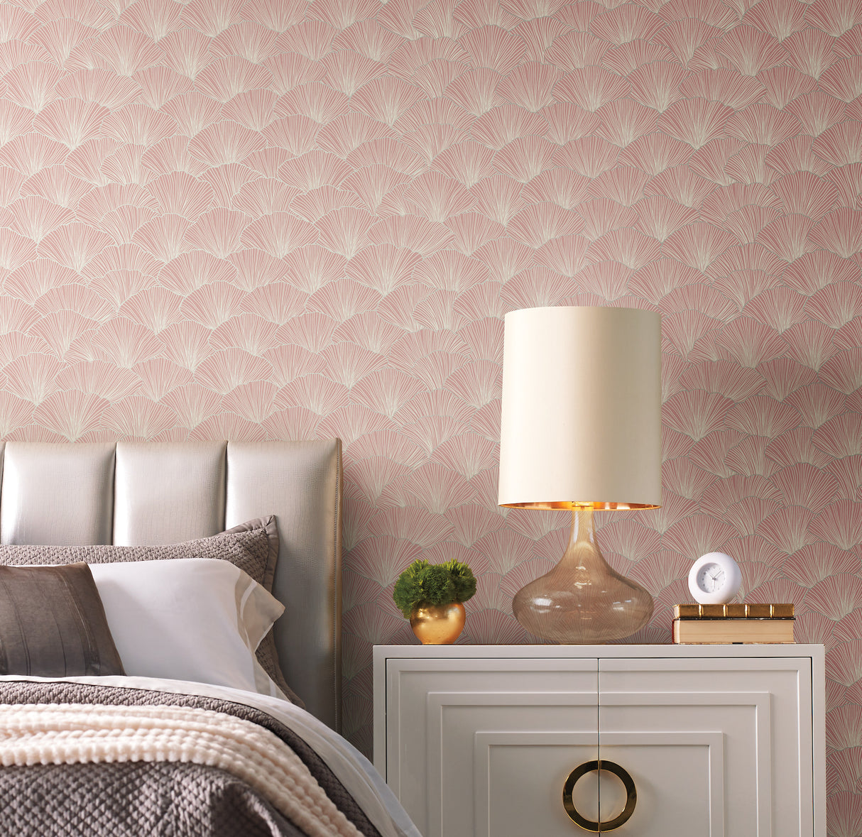 York CI2334 Luminous Gingko Coral Wallpaper