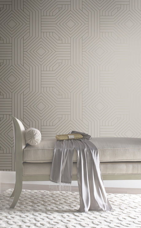 York CI2377 Diverging Diamonds Taupe Wallpaper