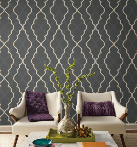 York CI2395 Double Damask Black Wallpaper