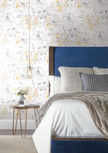 York CL2518 Floral Dreams Yellow Wallpaper