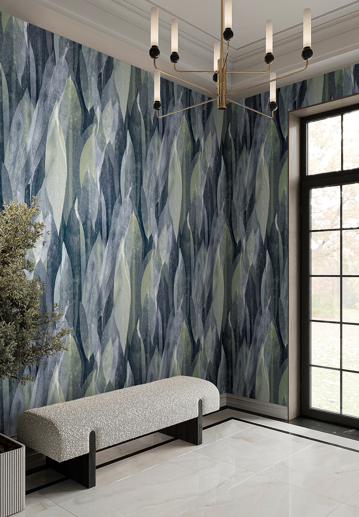 Candice Olson COD0604 Shimmering Canopy Indigo Botanical Wallpaper