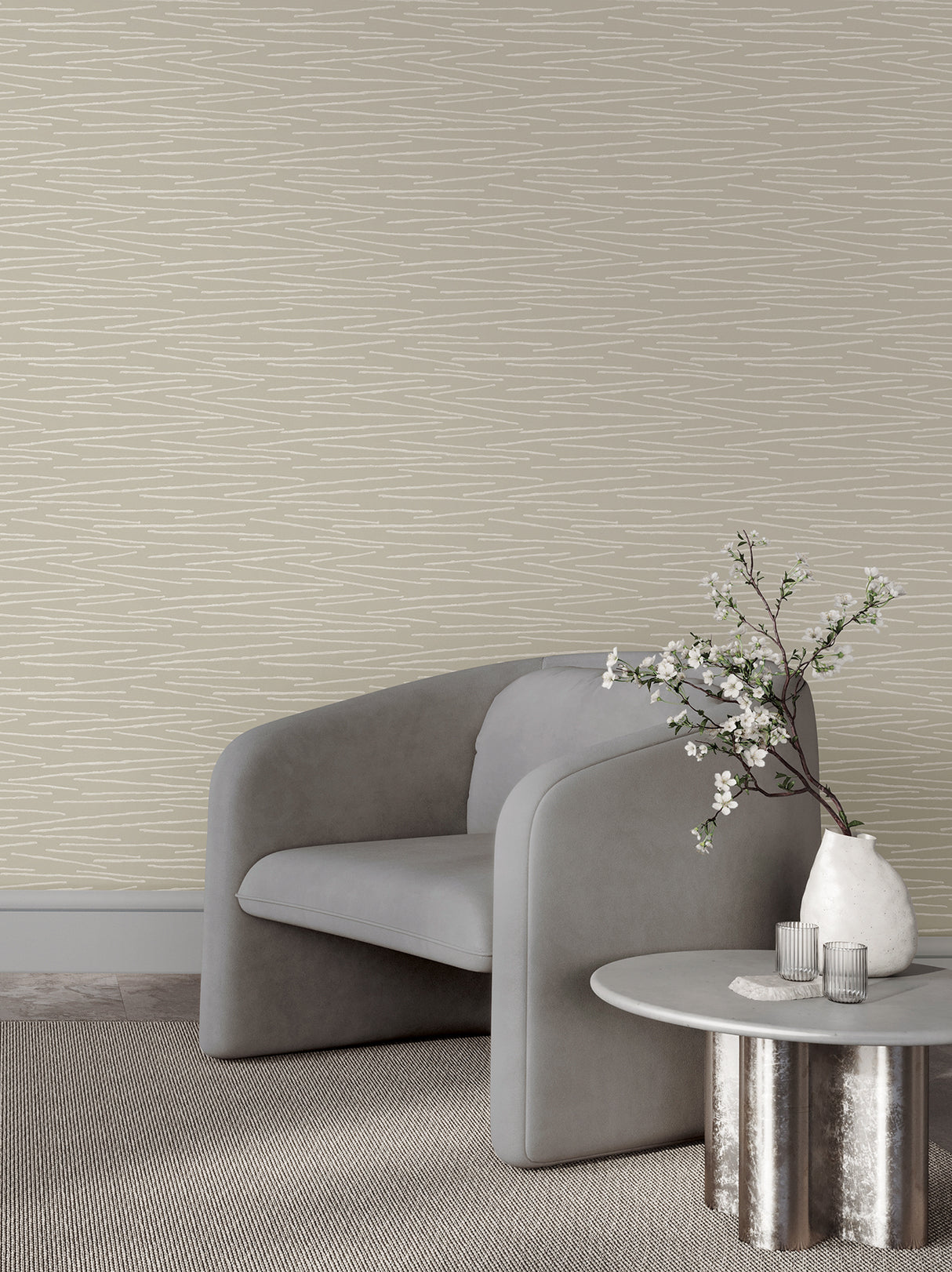 Candice Olson COD0626 Foundations Neutral Striated Wallpaper