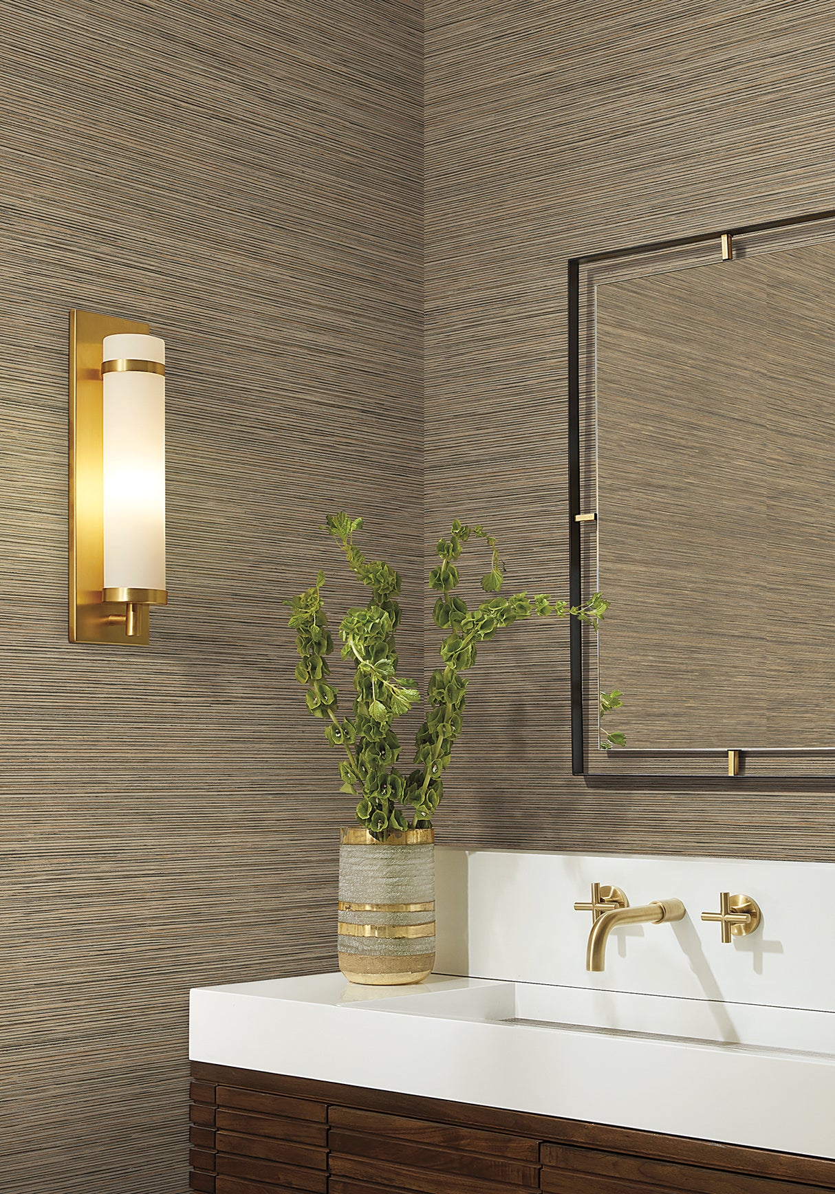 Candice Olson COD0634N Stacked Bamboo Chestnut Stripe Wallpaper
