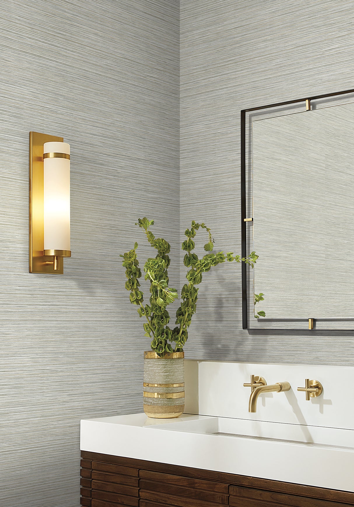 Candice Olson COD0636N Stacked Bamboo Off-White Stripe Wallpaper