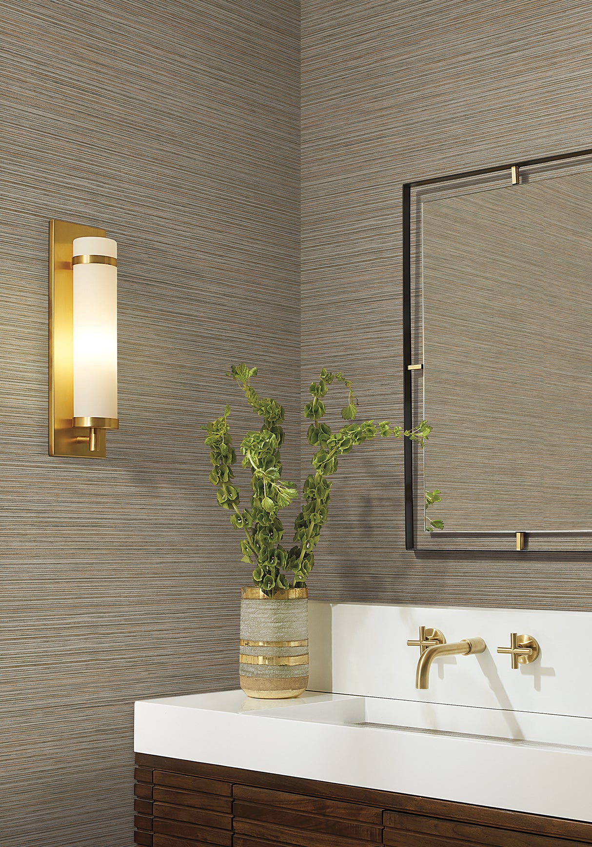 Candice Olson COD0638 Stacked Bamboo Light Brown Stripe Wallpaper