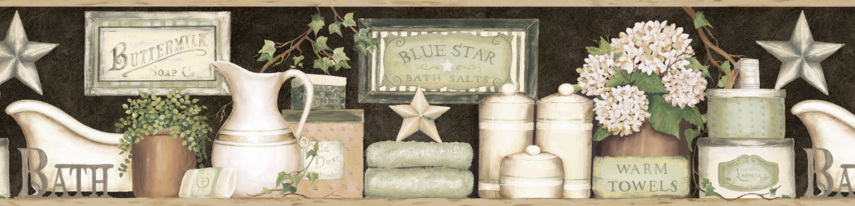Chesapeake CTR63102B Martha Black Country Bath Border