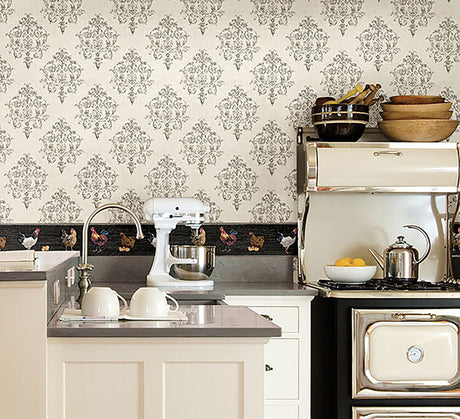 Chesapeake CTR64131 Arronsburg Ivory Damask Wallpaper