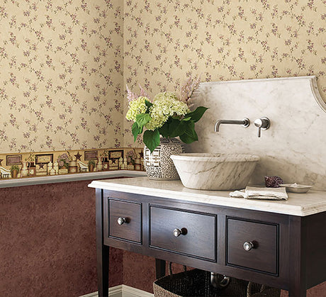 Chesapeake CTR64194 Rose Valley Violet Floral Trail Wallpaper