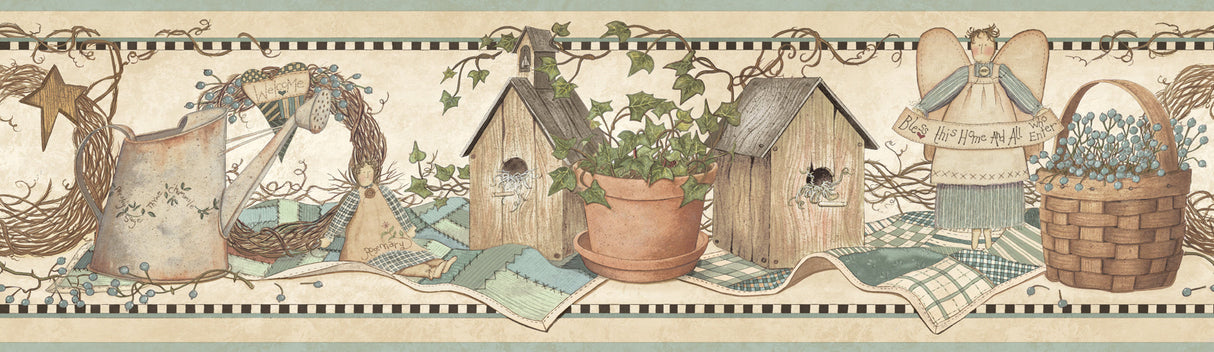Chesapeake CTR65423B Marlene Aqua Angels & Ivy Border