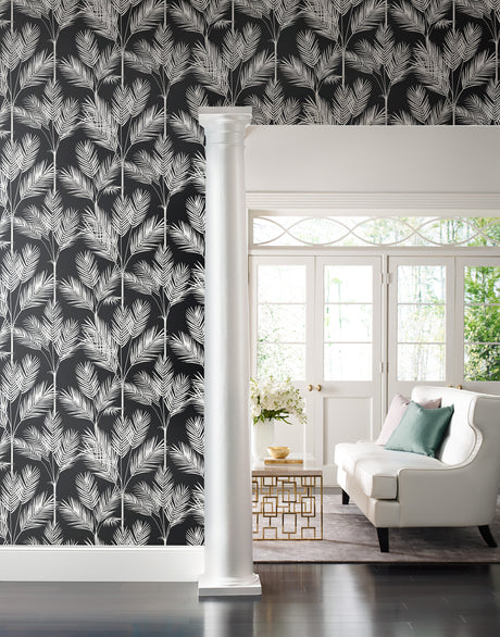 York CV4409 King Palm Silhouette Blue Wallpaper