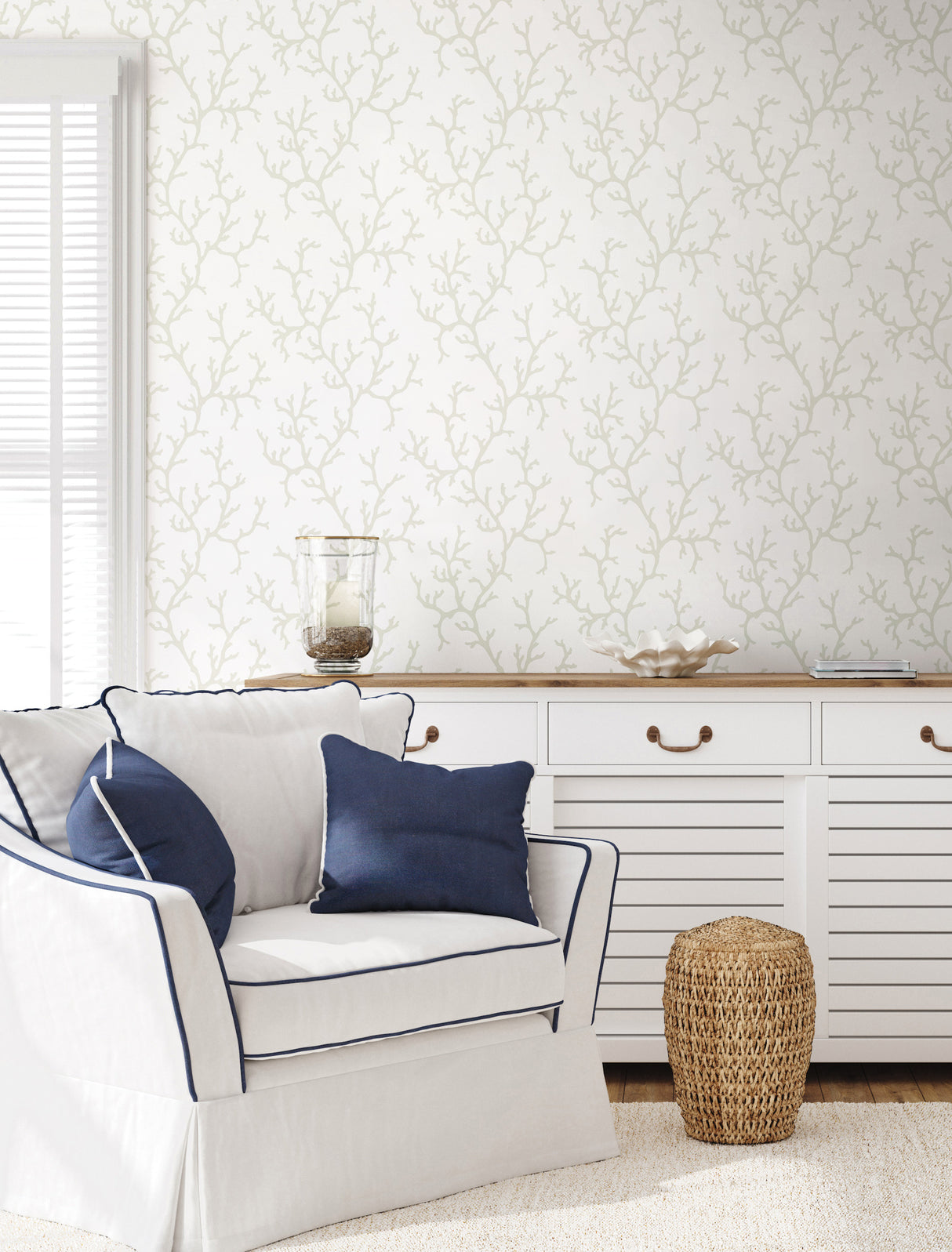 York CV4431 Coral Island White Wallpaper