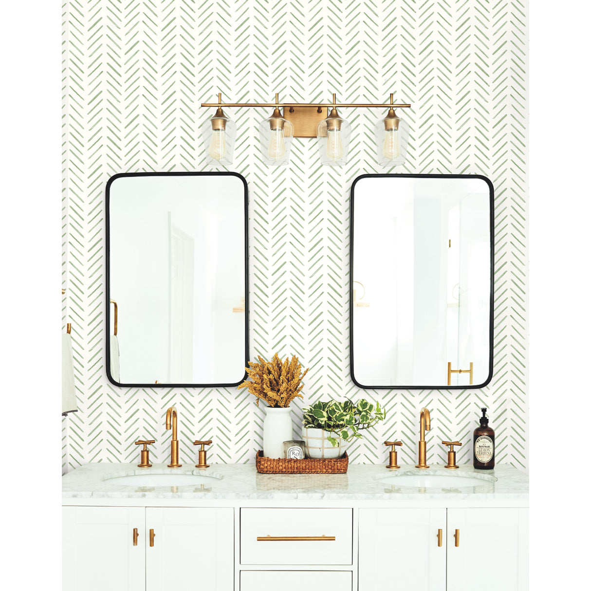 York CV4452 Painted Herringbone Green Wallpaper