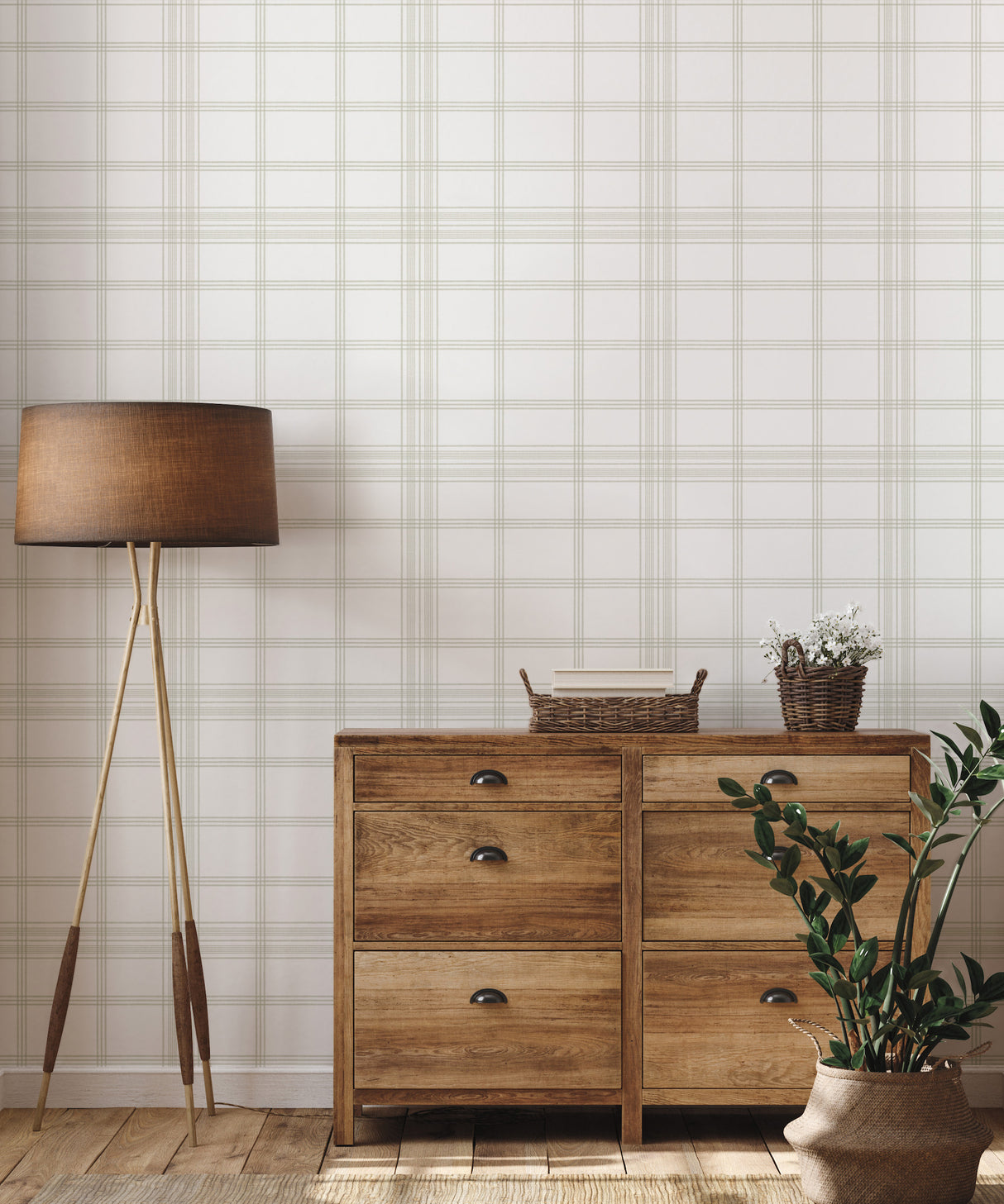York CV4466 Charter Plaid Off White Wallpaper