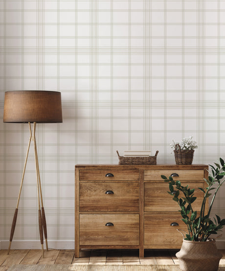 York CV4466 Charter Plaid Off White Wallpaper