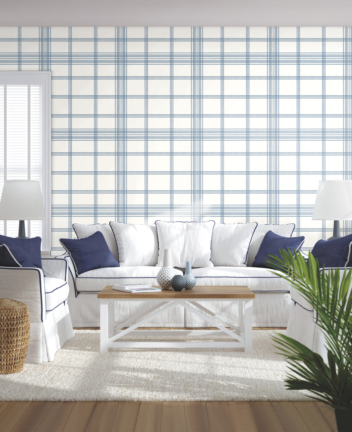 York CV4468 Charter Plaid Blue Wallpaper