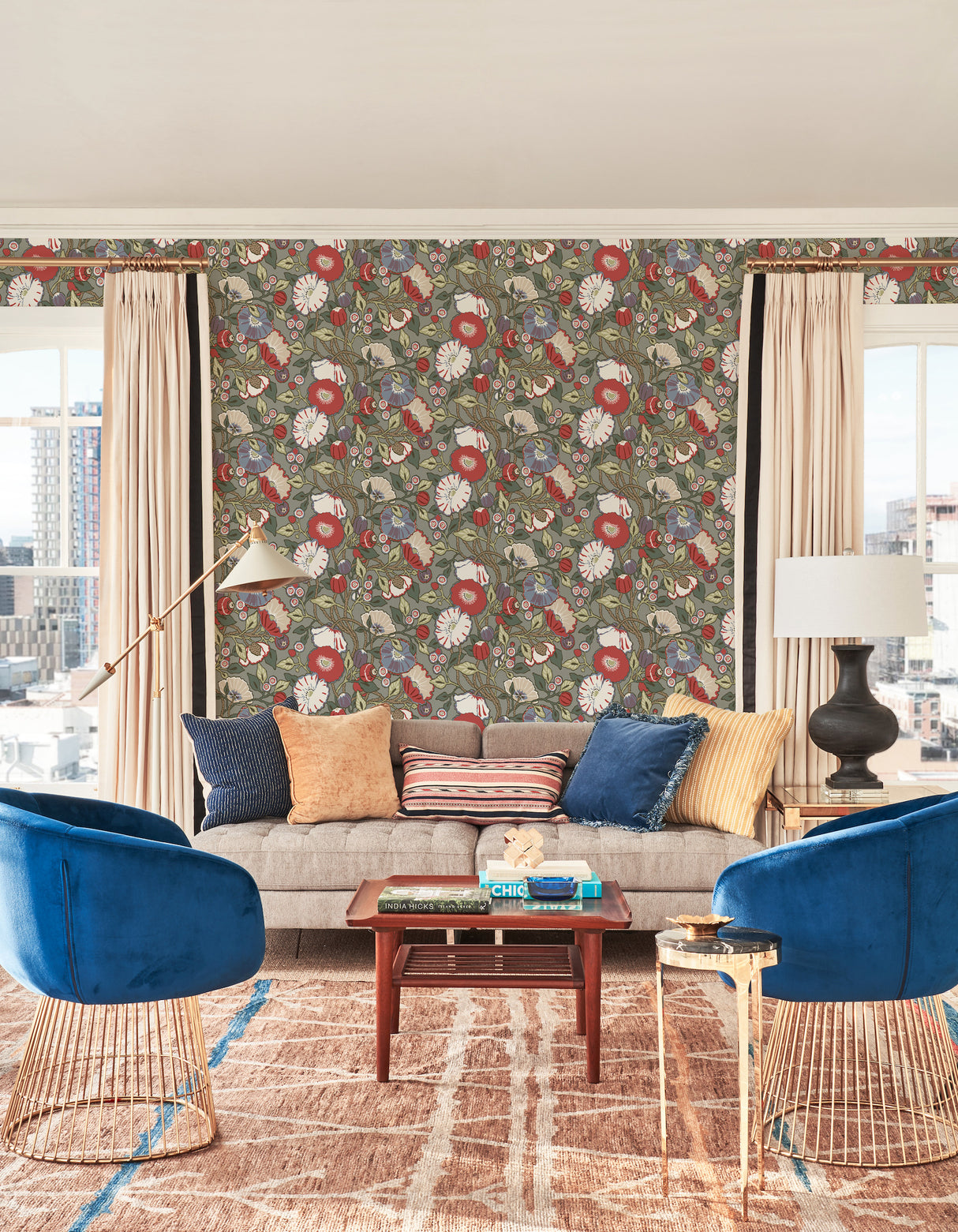 York CY1518 Charcoal Vincent Poppies Wallpaper