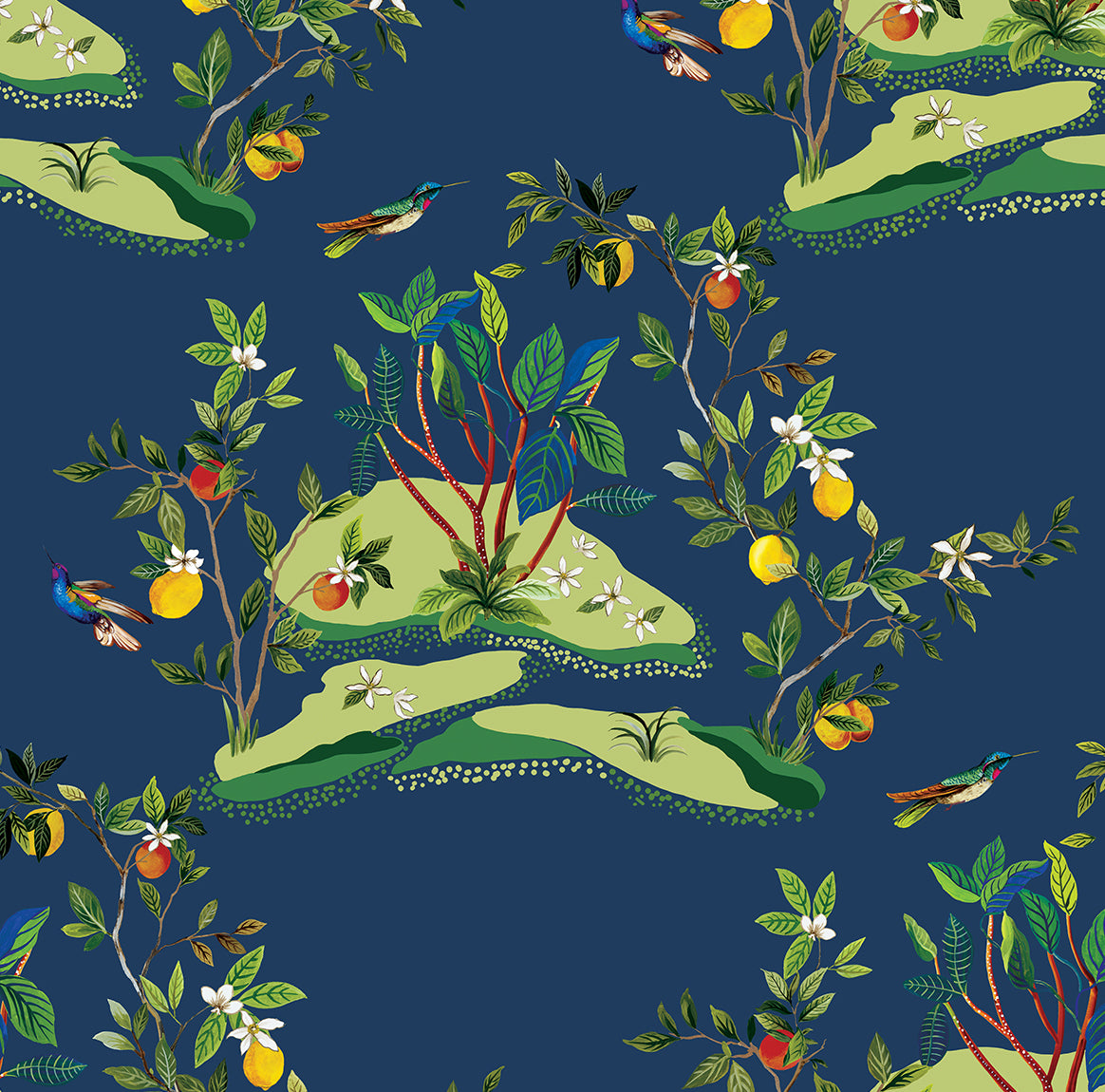 Daisy Bennett Designs DBW9002 Citrus Hummingbird Wallpaper