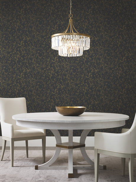 York DD3811 Luminous Branches Black & Gold Wallpaper