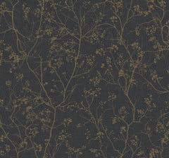York DD3811 Luminous Branches Black & Gold Wallpaper