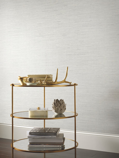 York DD3833 Ribbon Bamboo White & Silver Metallic Wallpaper