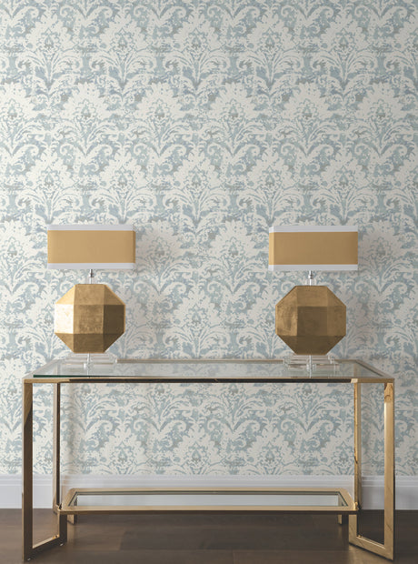 Eade’s Velvet Crush Damask Blue & Pearl