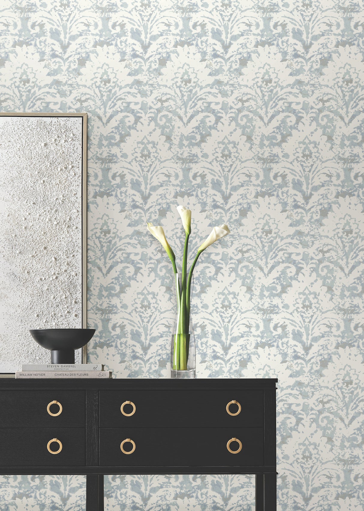 Eade’s Velvet Crush Damask Blue & Pearl