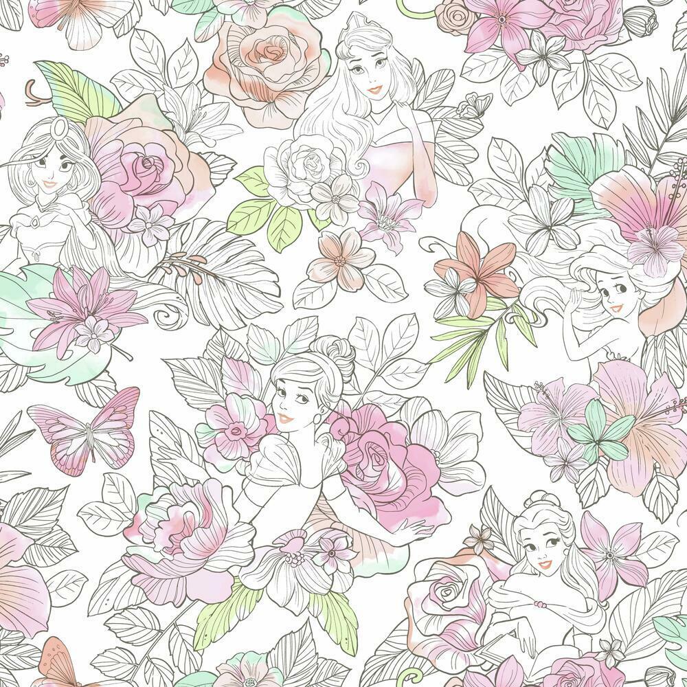 RoomMates RMK11800WP Disney Princess Royal Floral Peel and Stick Wallpaper - Eade's Wallpaper