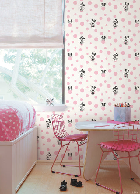 York DI1027 Minnie Dots Pink Wallpaper