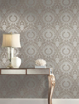 York DM4902 Imperial Damask Beige & Silver Wallpaper