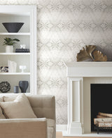 York DM4934 Tudor Diamond Damask Grey Wallpaper