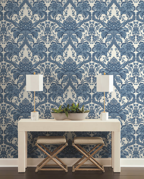 York DM4951 French Artichoke Dam Blue Wallpaper