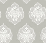 York DM4984 Signet Medallion Damask Grey Wallpaper