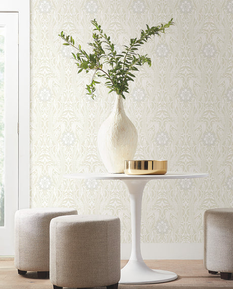 York DM4993 Gatsby Damask Beige Wallpaper