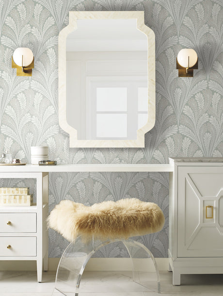 York DM5023 Shell Damask Green Wallpaper