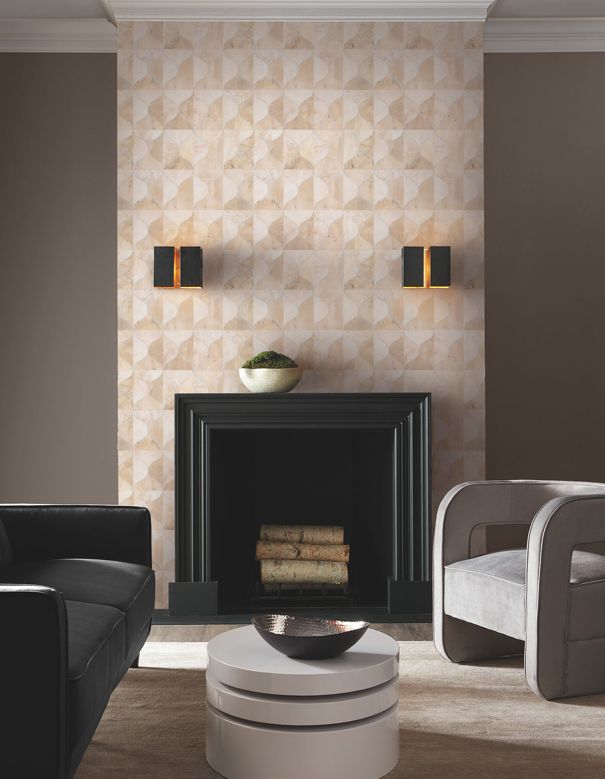 York DT5002 Burlwood Ogee White Wallpaper