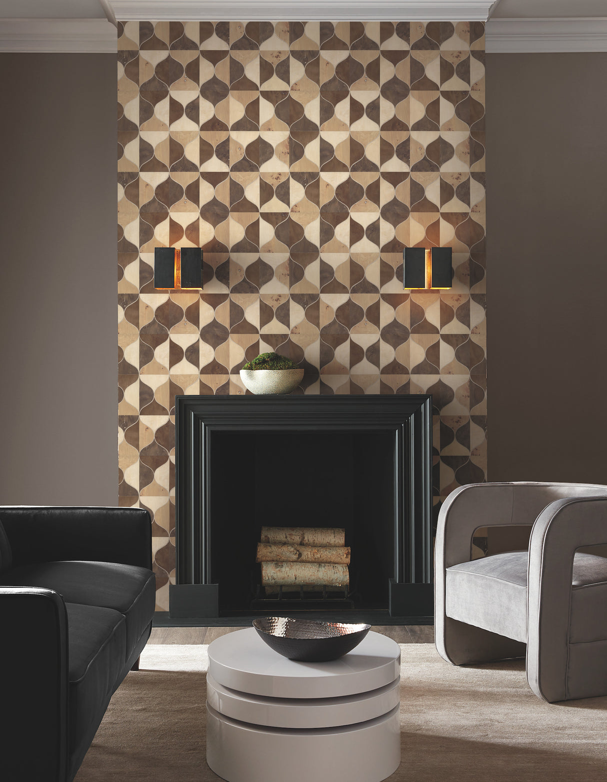 York DT5003 Burlwood Ogee Warm Neutral Wallpaper