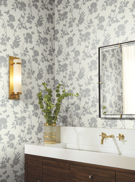 York DT5023 Flutter Vine White & Silver Wallpaper