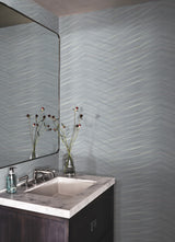 York DT5051 Glistening Chevron Smokey Blue Wallpaper