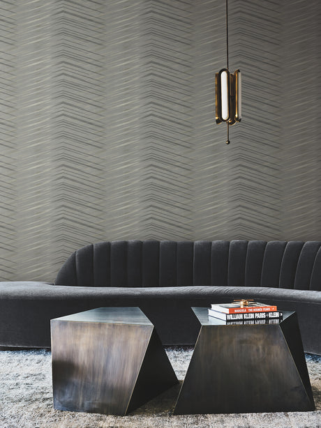 York DT5052 Glistening Chevron Charcoal Wallpaper