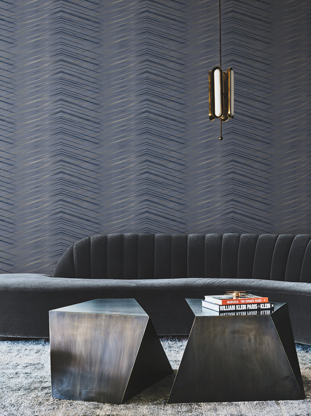 York DT5053 Glistening Chevron Navy Wallpaper