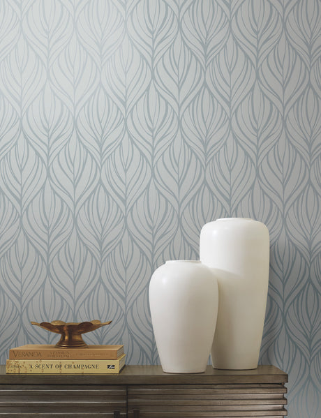 York DT5083 Palma Blue & Silver Wallpaper