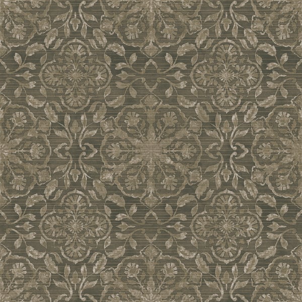 Galerie DWP0353-02 Bronze Brown Floral Stripe - Eade's Wallpaper