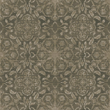 Galerie DWP0353-02 Bronze Brown Floral Stripe - Eade's Wallpaper