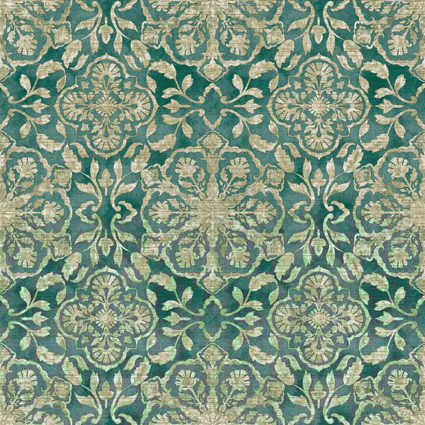 Galerie DWP0353-05 Green Floral Stripe - Eade's Wallpaper